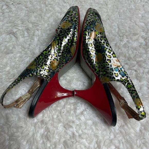 Poetic Licence License Tea Party Leopard Red Rose Peep Toe Heels Size 8 - Picture 3 of 8